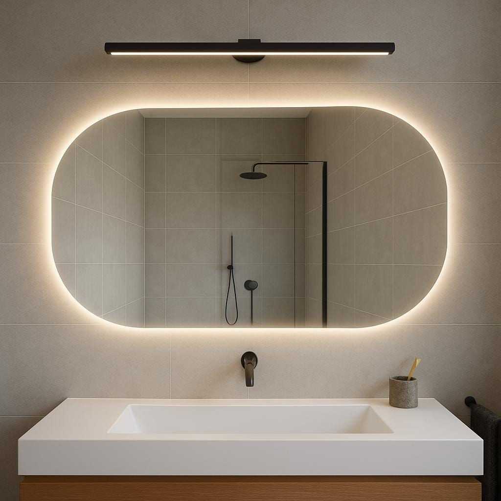 تصویر 1 از آینه دکوراتیو با نورپردازی مخفی برای حمام های لاکچری